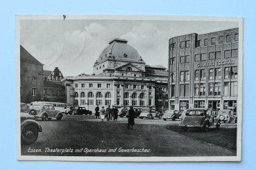 Ansichtskarte AK Essen 1940 Theaterplatz Opernhaus Gewerbe Ausstellung Autos Moderne Architektur Ortsansicht NRW